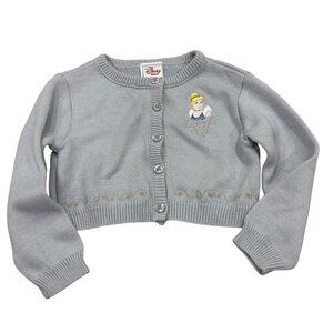 Disney Store Vintage Cinderella Cardigan Sweater 3T Embroidered Silver & Blue